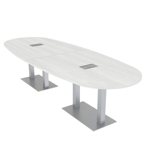 Skutchi Designs 45 in W, 120 in L, 29 in H, Engineered Wood Top, White HAR-BOVL-46X119-DOU-ELEC-WHCYPRESS - main